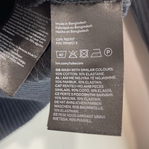 H&M Divided Ribbed Scoop Neck T-Shirt Black Long Sleeves Stretch Raw Hem S - Picture 7 of 10